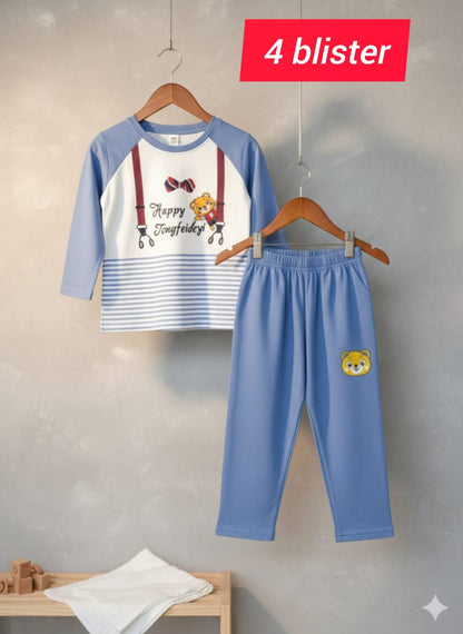 Boys & Girl's full sleeve set's.
Best quality products.
Stylish fashionable and comfortable. 
100 % cotton fabrics . 
100 % print guarantee. 
Fabric: single Jersey. 
Colours: 35 
Size: 1 to 8 years. 
10 pcs bundle.