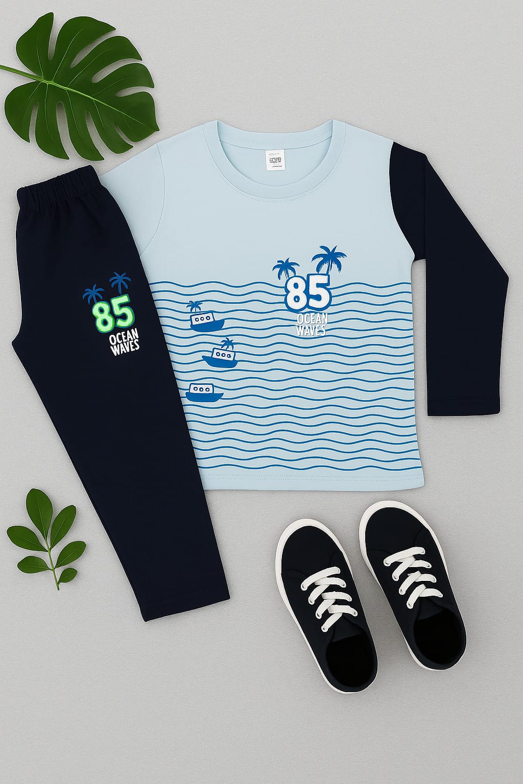 Boys & Girl's full sleeve set's.
Best quality products.
Stylish fashionable and comfortable. 
100 % cotton fabrics . 
100 % print guarantee. 
Fabric: single Jersey. 
Colours: 35 
Size: 1 to 8 years. 
10 pcs bundle.